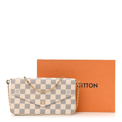 Louis Vuitton Damier Azur Pochette Felicie Chain Wallet Rose Ballerine 11 of 11