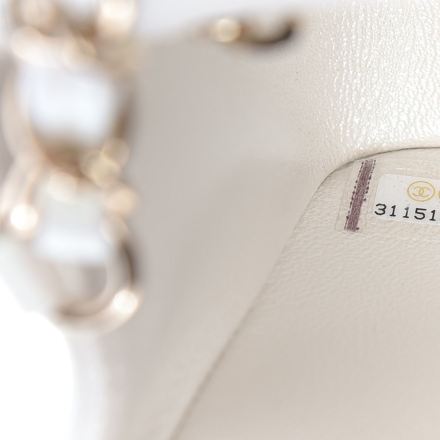 Iridescent Calfskin Quilted Mini Rectangular Flap White