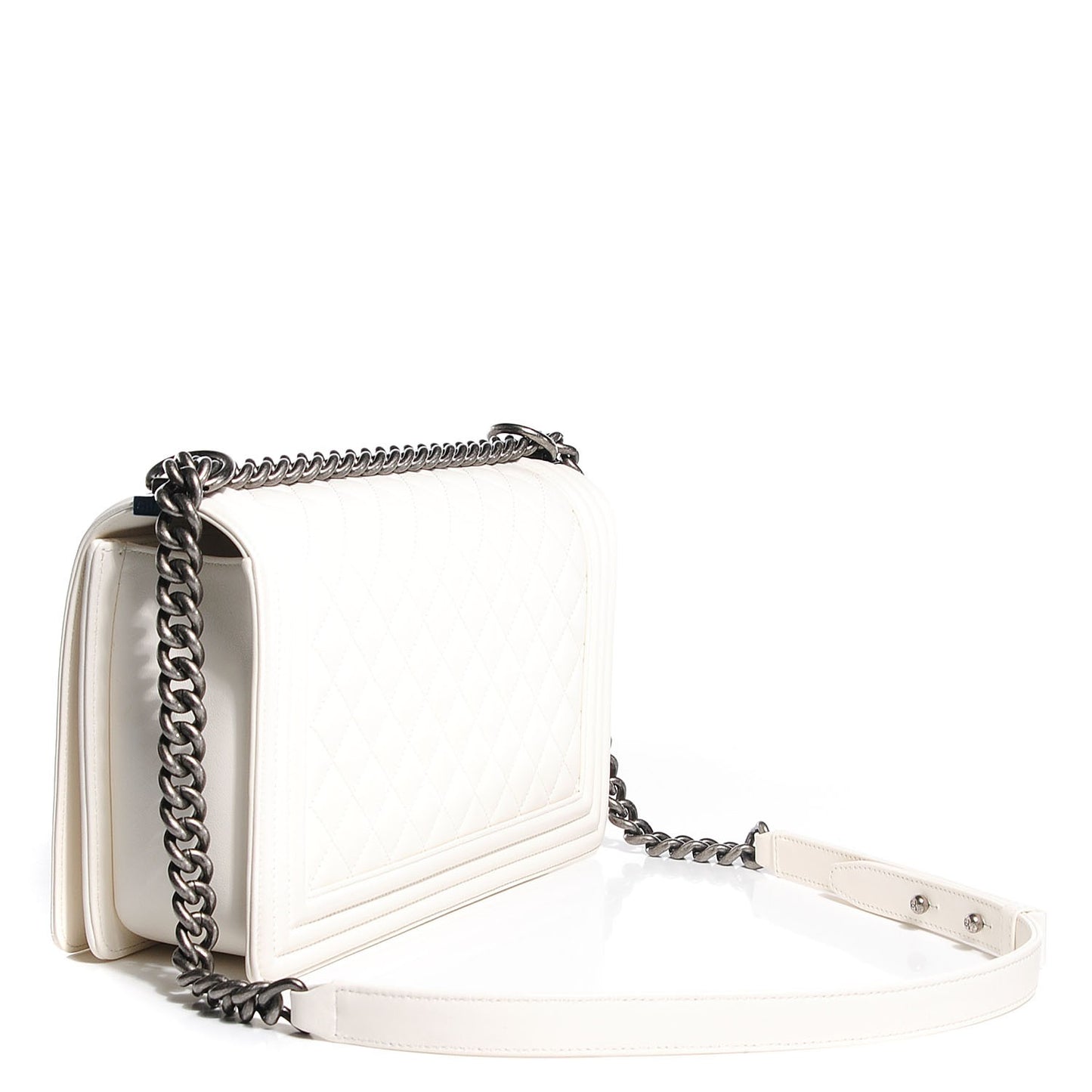 Lambskin Quilted New Medium Boy Flap White
