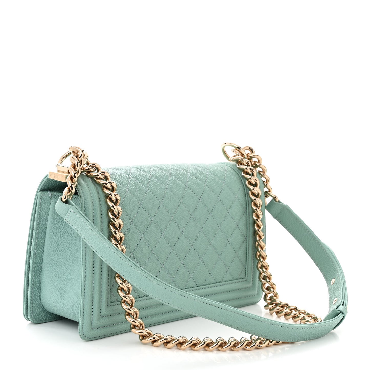 Caviar Quilted Medium Boy Flap Light Blue