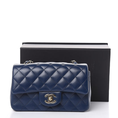 Chanel Caviar Quilted Mini Rectangular Flap Dark Blue 10 of 10