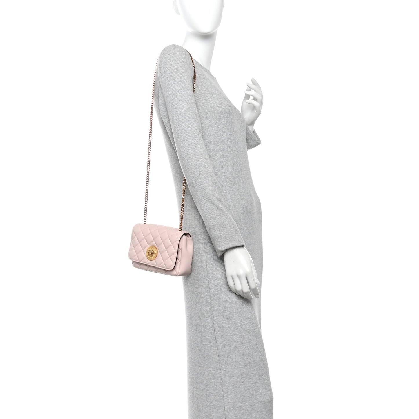 Nappa Quilted Small Medusa Chain Crossbody Light Pink