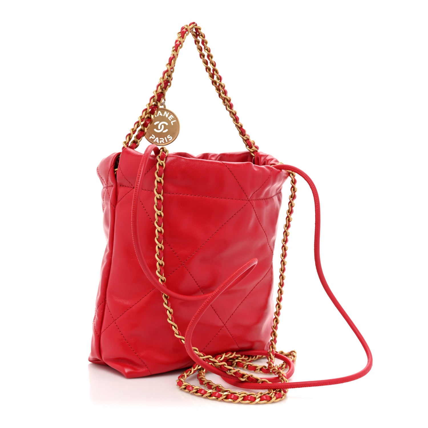 Chanel Shiny Calfskin Quilted Mini Chanel 22 Red 3 of 11
