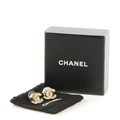 Chanel Crystal CC Earrings Light Gold 5 of 5