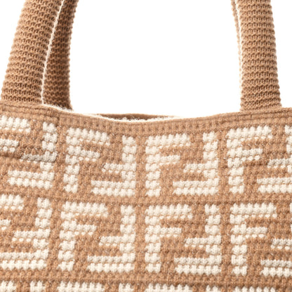 Fendi Cashmere FF Large Shopper Tote Cammello 8 of 10