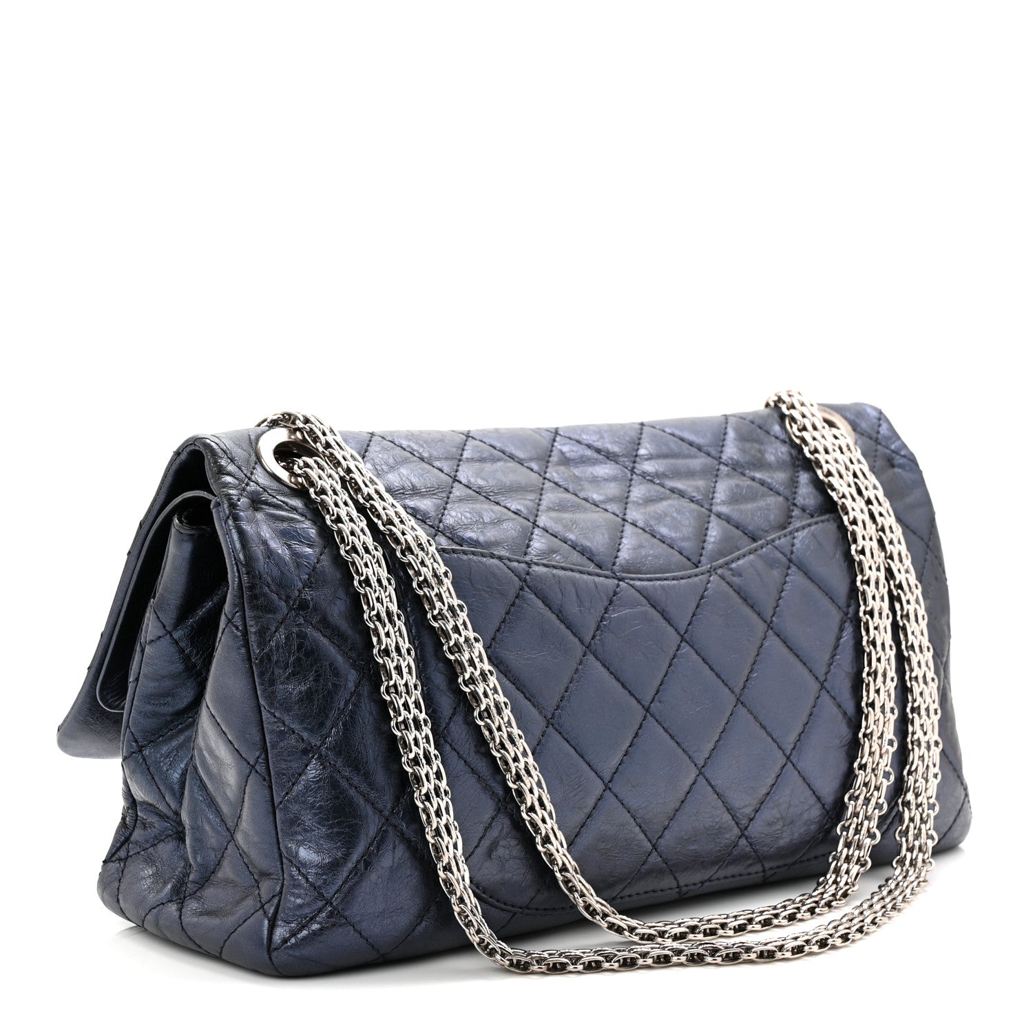 Chanel Metallic Aged Calfskin Quilted 2.55 Reissue 228 Flap Blue 3 of 10
