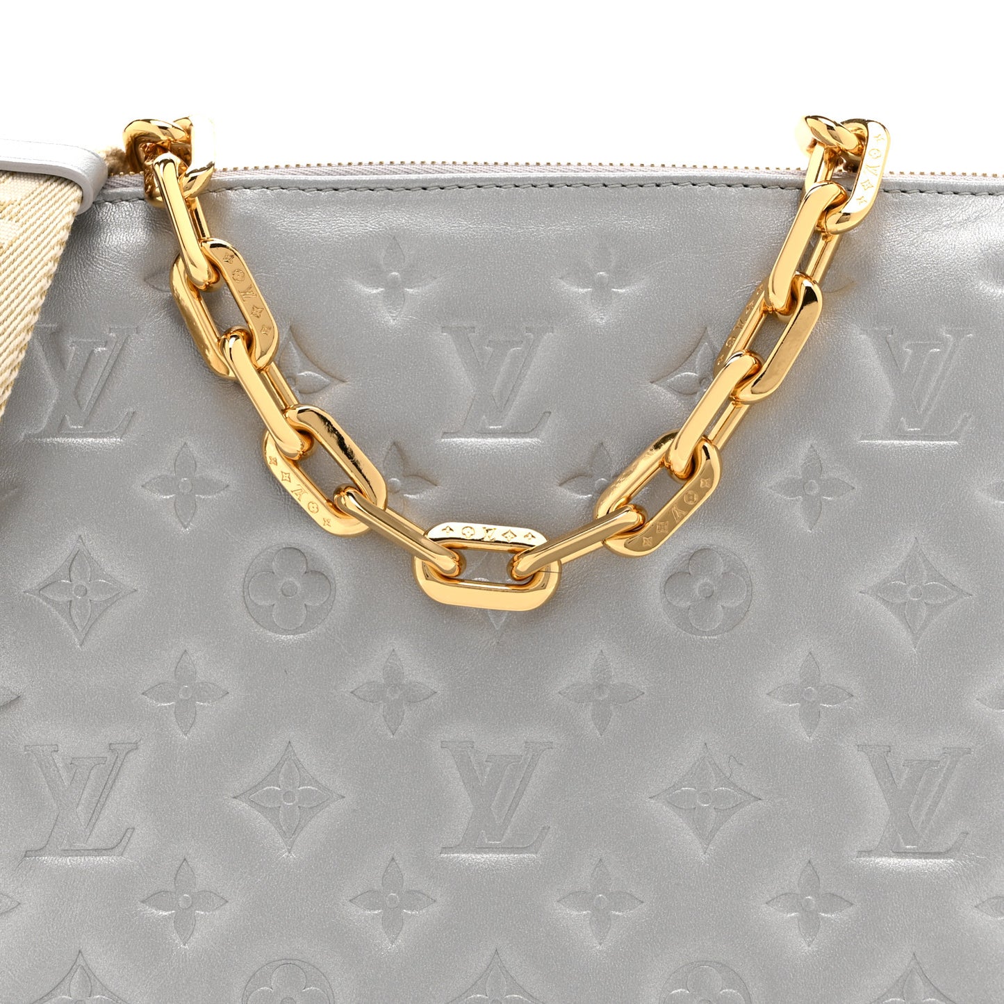 Lambskin Embossed Monogram Coussin PM Silver