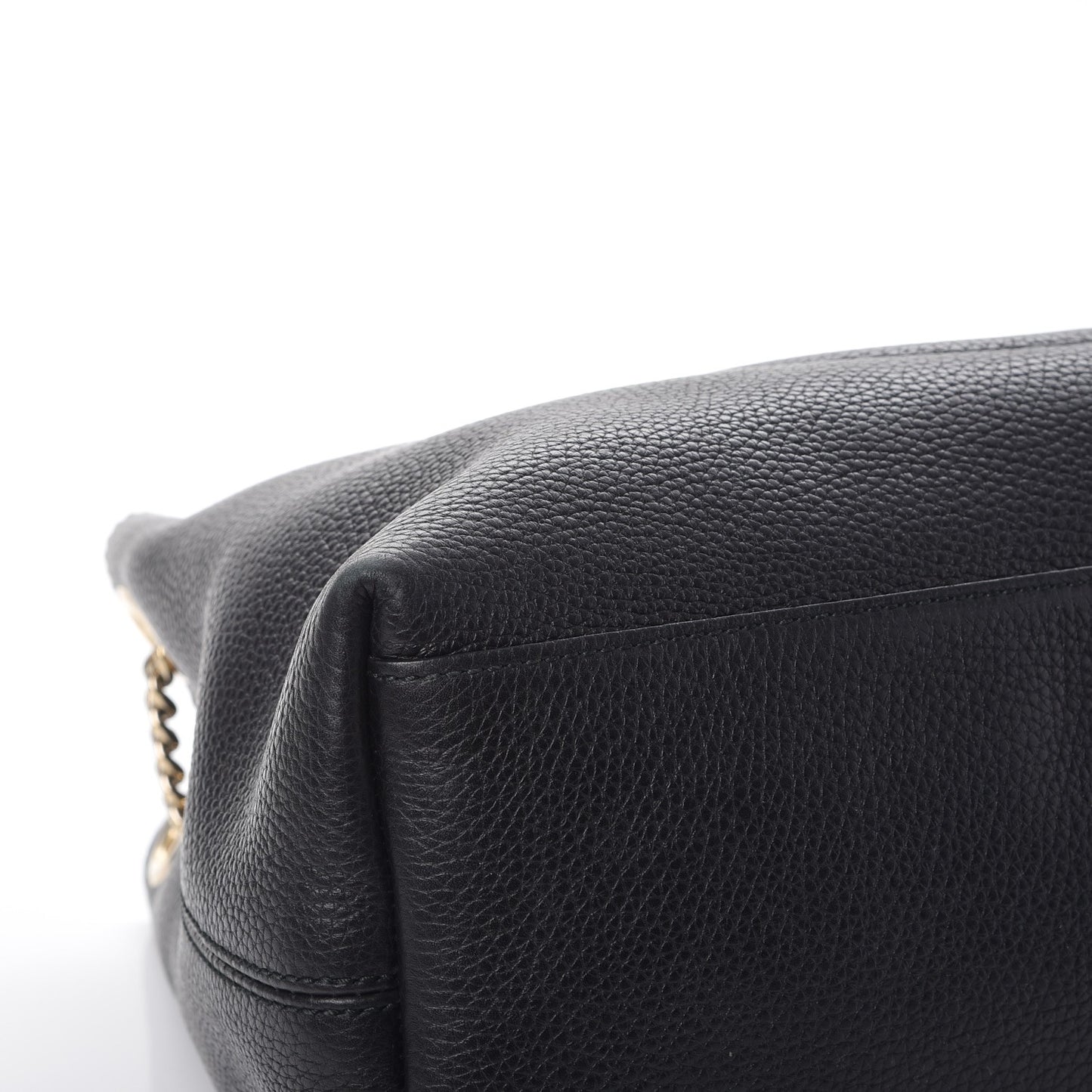 Pebbled Calfskin Medium Soho Chain Shoulder Bag Black