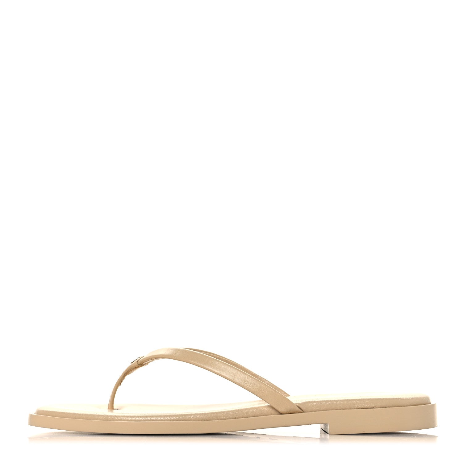 Chanel Goatskin CC Times Square Thong Sandals 37.5 Beige 1 of 20