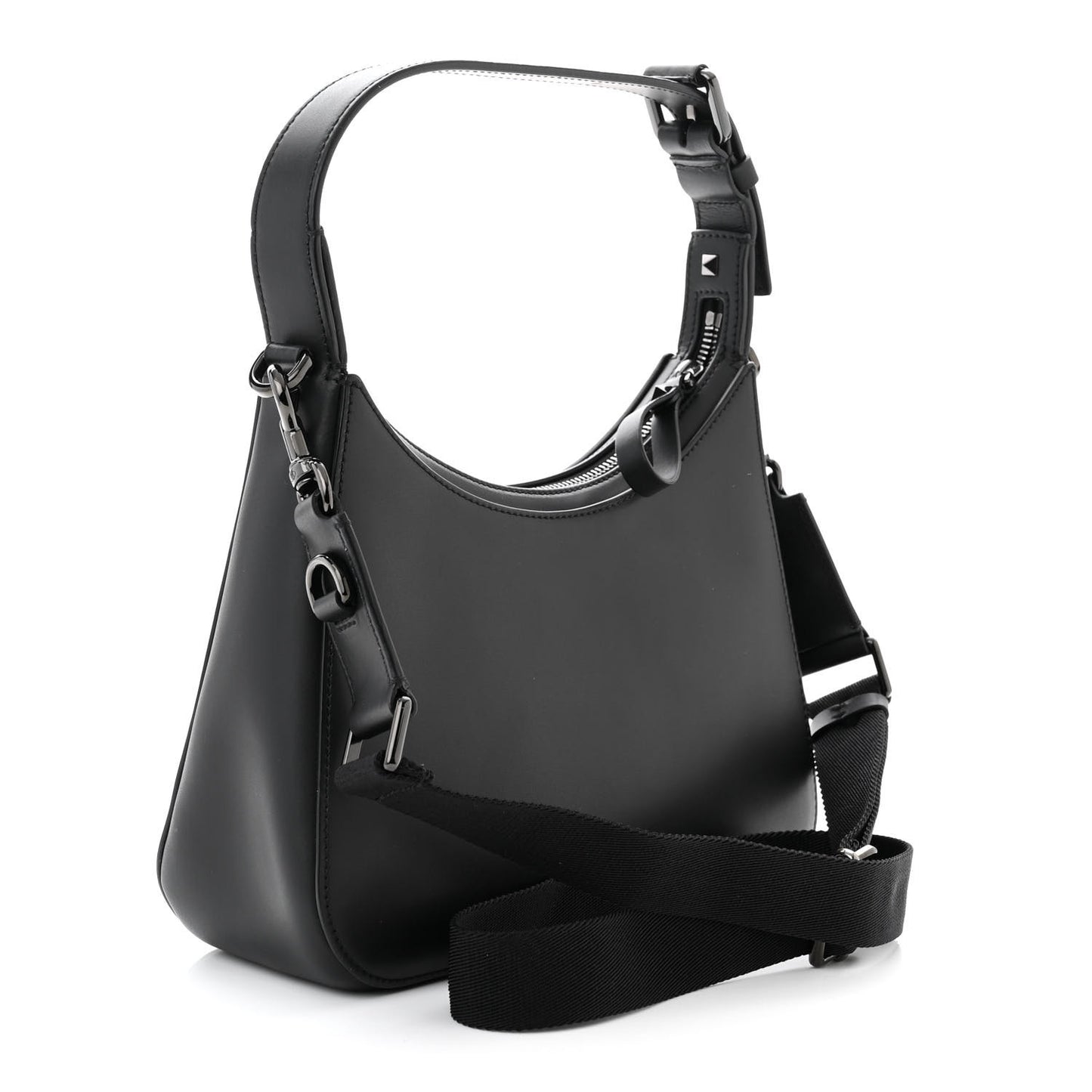 Calfskin VLTN Print Shoulder Bag Black