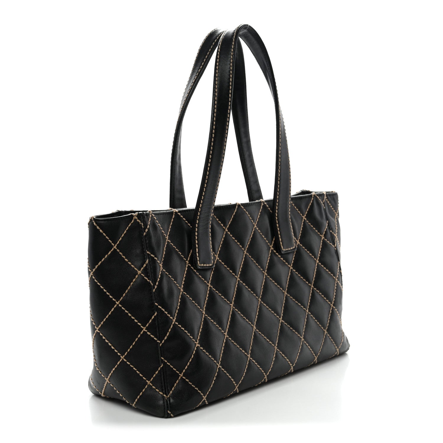 Chanel Calfskin Contrast Stitch Surpique Tote Black 3 of 14