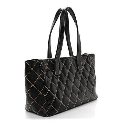 Chanel Calfskin Contrast Stitch Surpique Tote Black 3 of 14