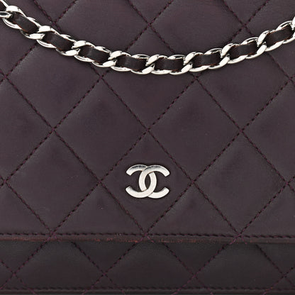 Chanel Lambskin Quilted Wallet On Chain WOC Burgundy 9 of 17
