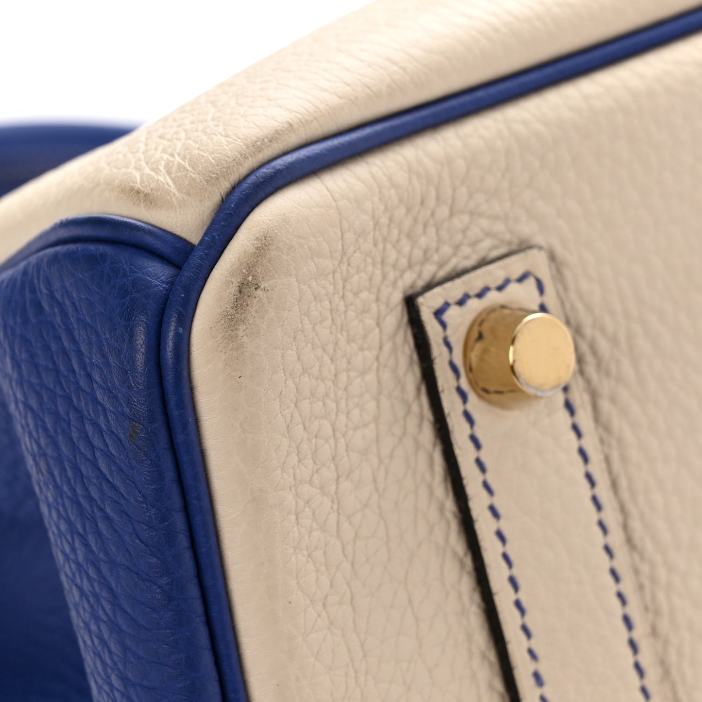 Togo Horseshoe Birkin 35 Craie Bleu Electric