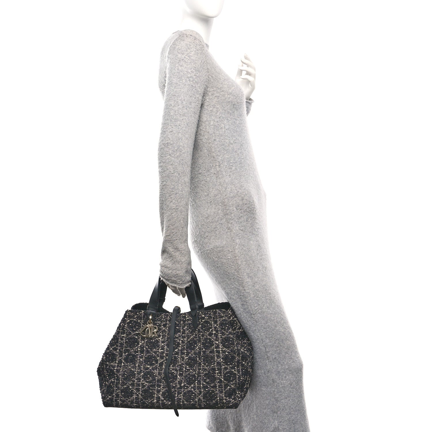 Christian Dior Tweed Cannage Large Toujours Black White 3 of 21