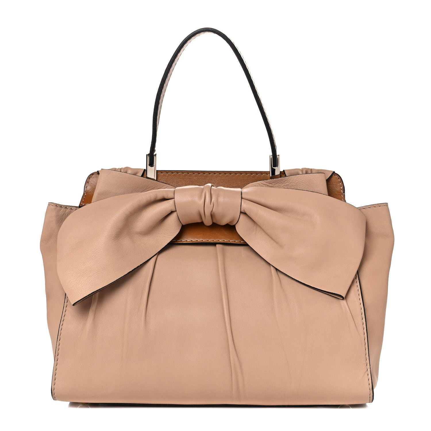 Valentino Garavani Nappa Large Aphrodite Bow Satchel Taupe 1 of 23