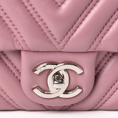 Chanel Lambskin Chevron Double Stitch Medium Single Flap Pink 10 of 14