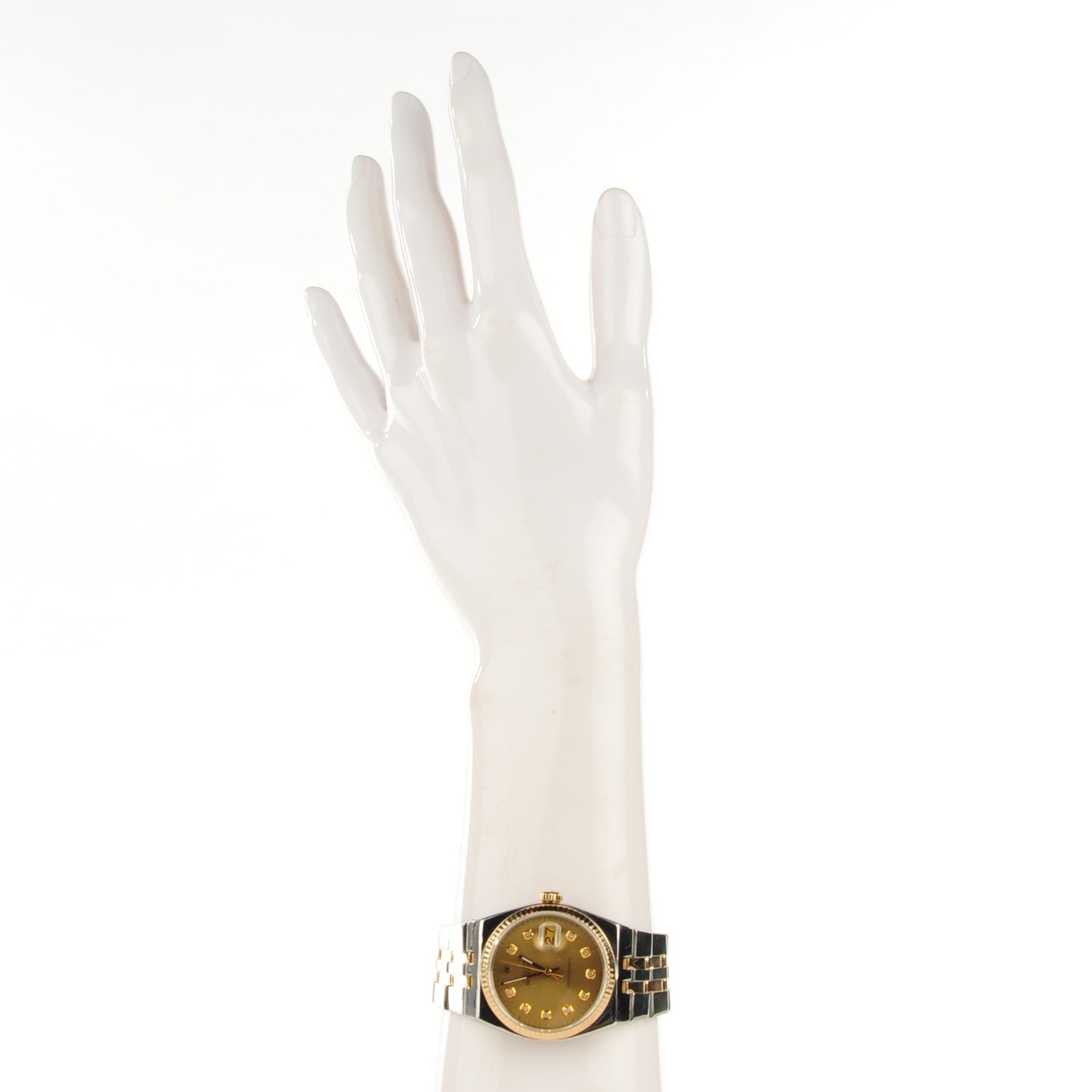 Rolex Stainless Steel 18K Yellow Gold Diamond 36mm Oysterquartz Datejust Watch Champagne 17013 2 of 8