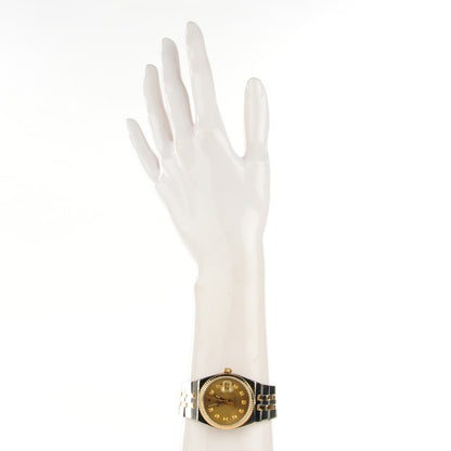 Rolex Stainless Steel 18K Yellow Gold Diamond 36mm Oysterquartz Datejust Watch Champagne 17013 2 of 8