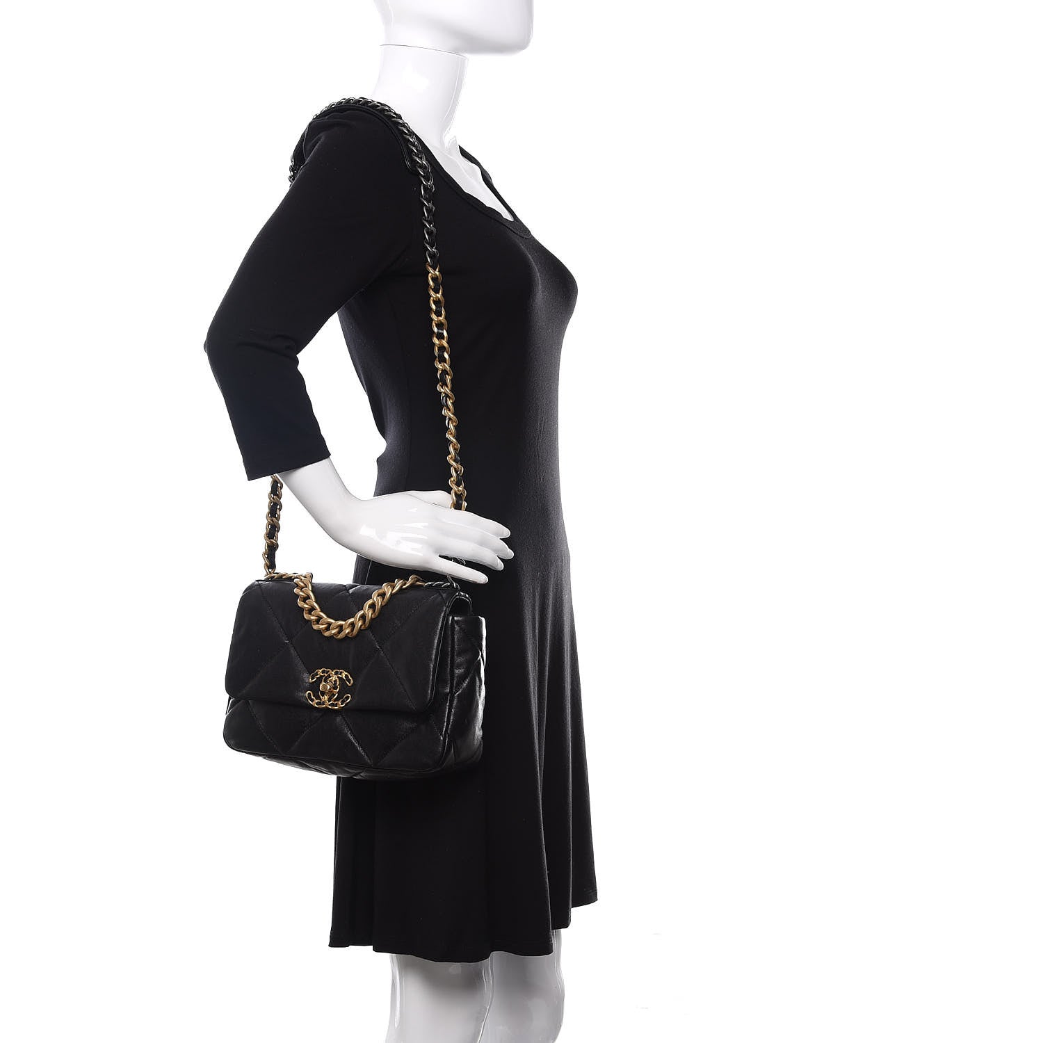 Chanel Goatskin Quilted Medium 19 Flap Black 2 of 11