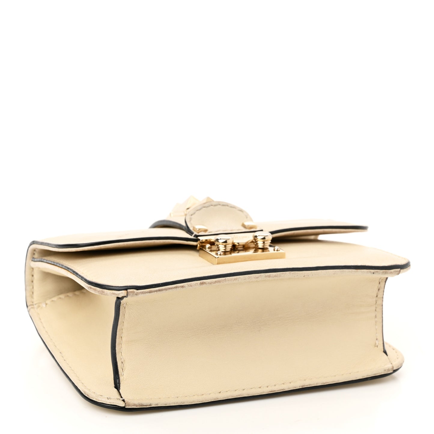 Vitello Mini Glam Lock Rockstud Flap White