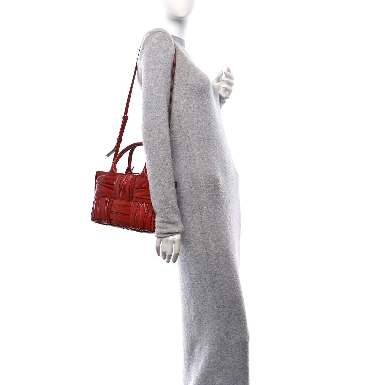 Bottega Veneta Foulard Intrecciato Pleated Mini Arco Tote Red 2 of 10