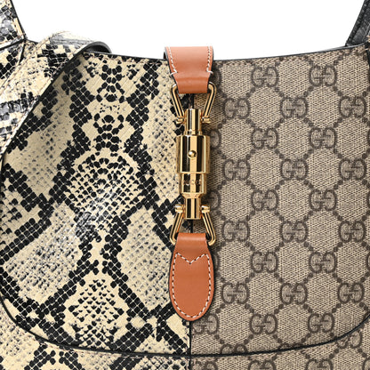Gucci GG Supreme Monogram Snakeskin Small Jackie 1961 Hobo Beige Ebony 8 of 10