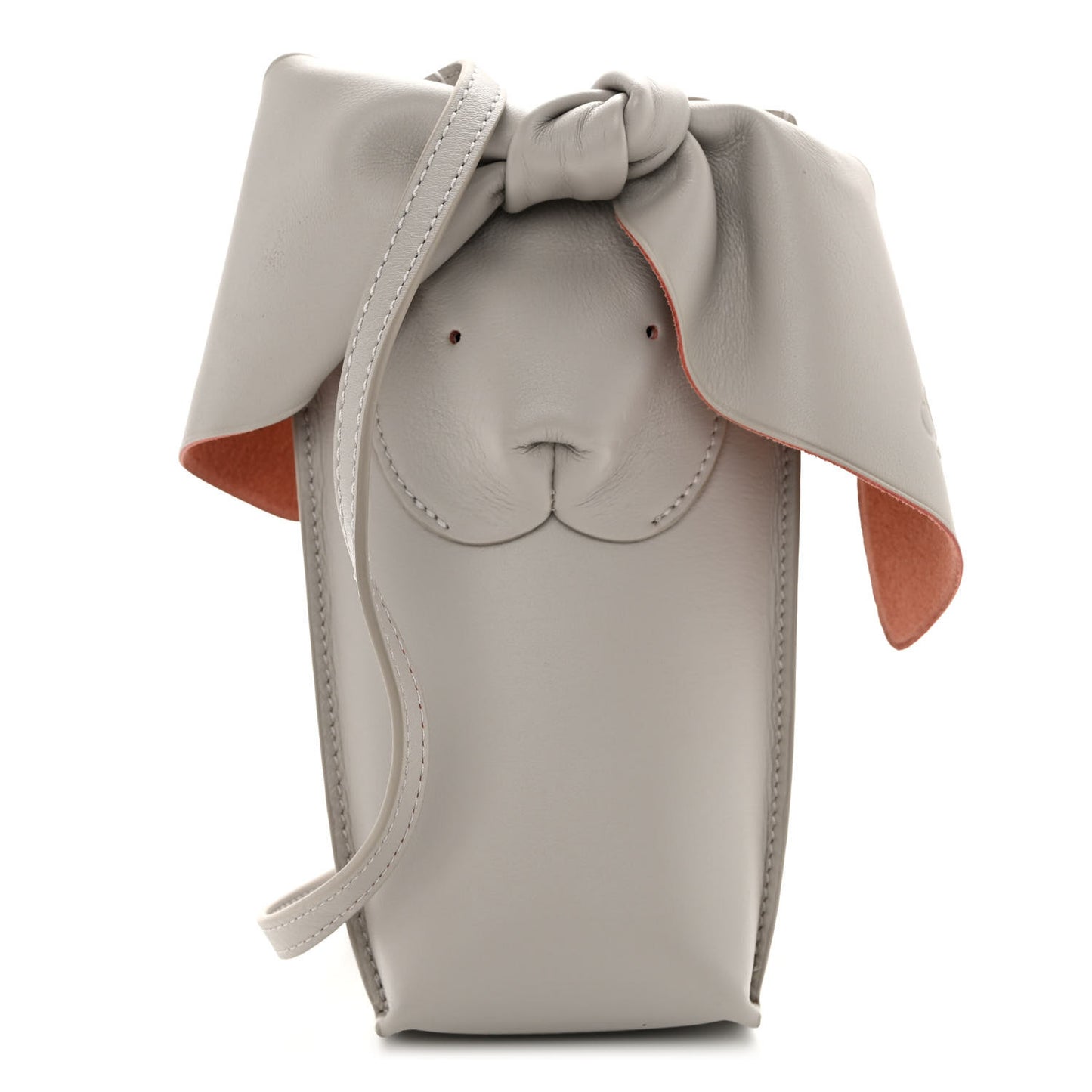 Calfskin Bunny Pouch Crossbody Bag Ghost