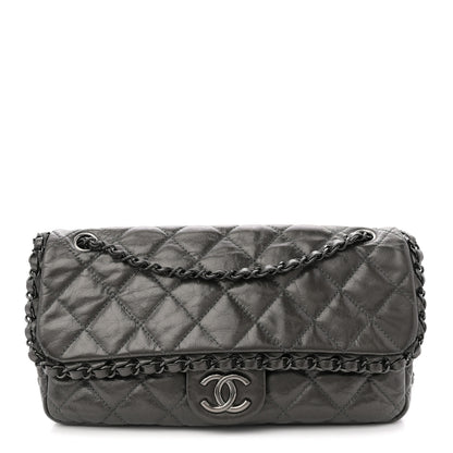 Chanel Metallic Calfskin Quilted Medium Chain Me Flap Grey 1 of 10