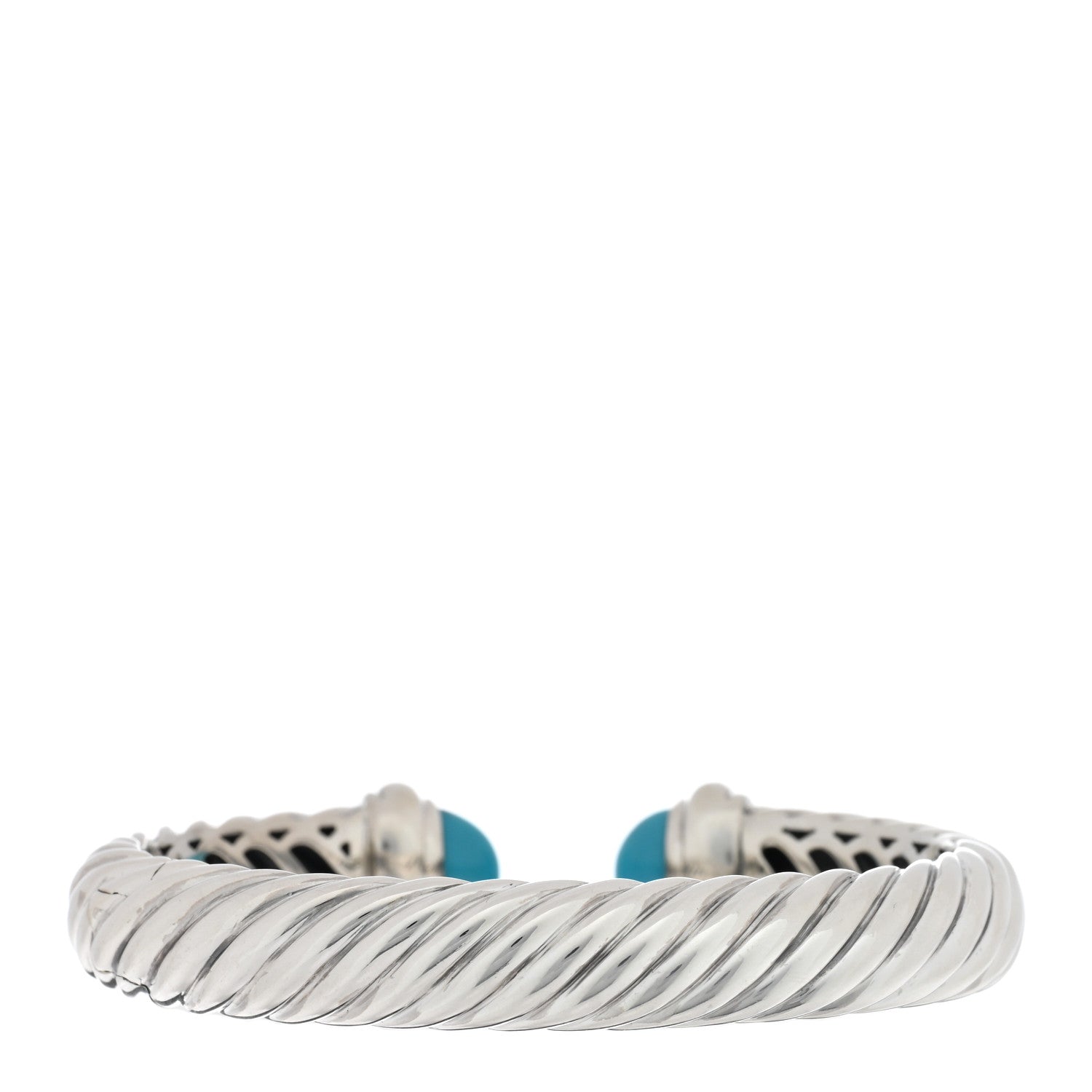 David Yurman Sterling Silver Turquoise 10mm Waverly Bracelet 2 of 3