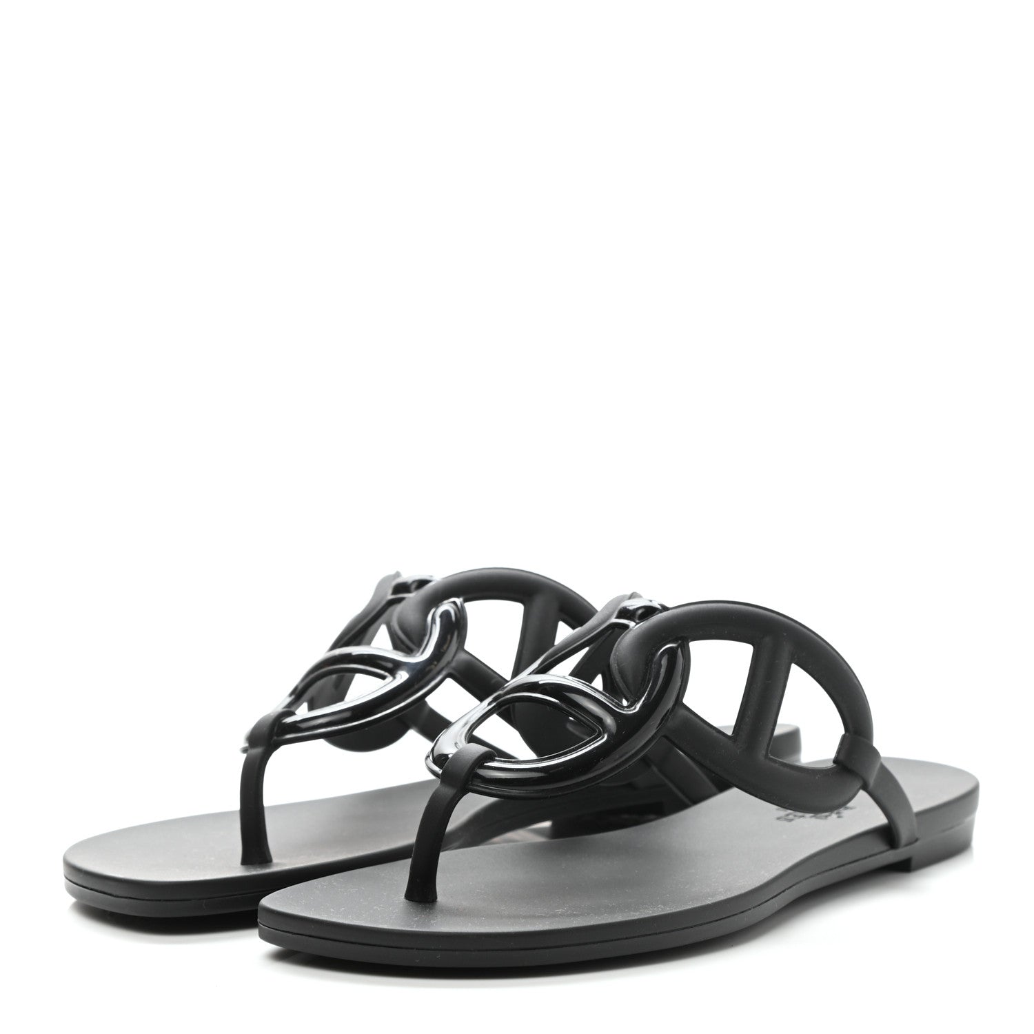 Hermes Rubber Womens Egerie Sandals 36 Black 3 of 9