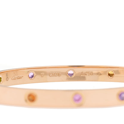 Cartier 18K Pink Gold Sapphire Garnet Amethyst LOVE Bracelet 17 3 of 9