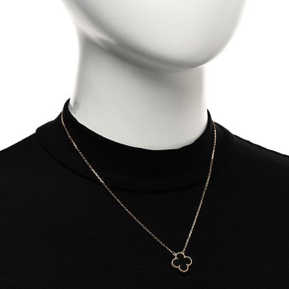 Van Cleef & Arpels 18K Yellow Gold Black Onyx Vintage Alhambra Pendant Necklace 2 of 5