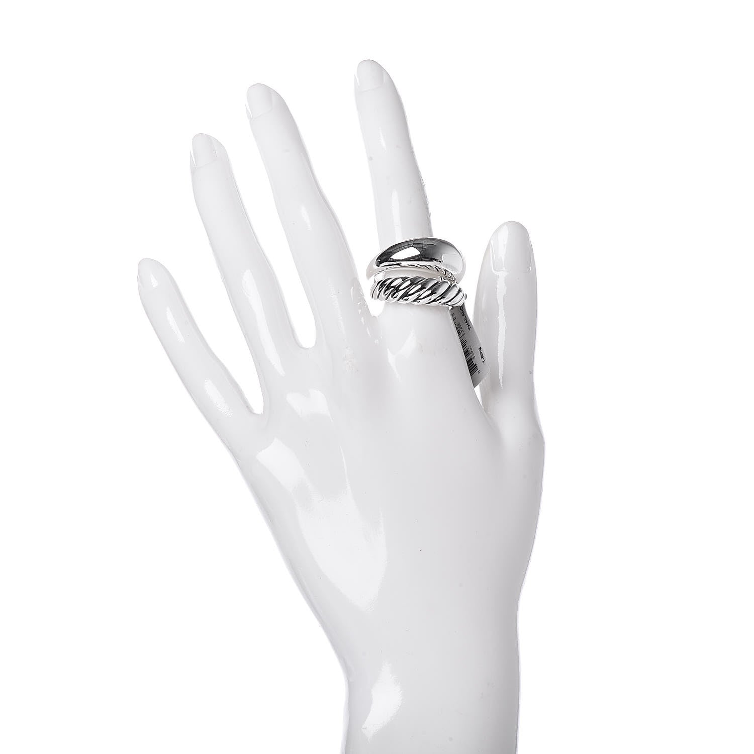 David Yurman Sterling Silver 17mm Pure Form Two Row Ring 7 54 2 of 5