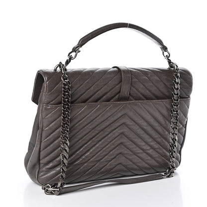 Saint Laurent Sheepskin Matelasse Chevron Monogram Large College Satchel Dark Anthracite 3 of 16