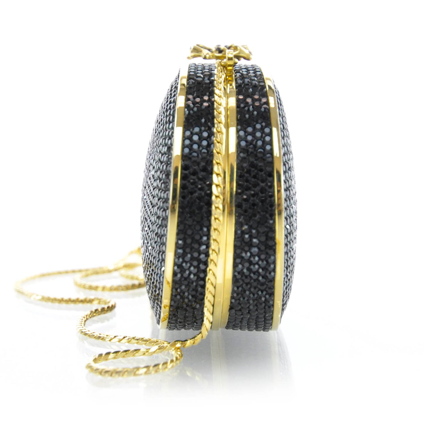 Black Austrian Crystal Minaudiere Clutch