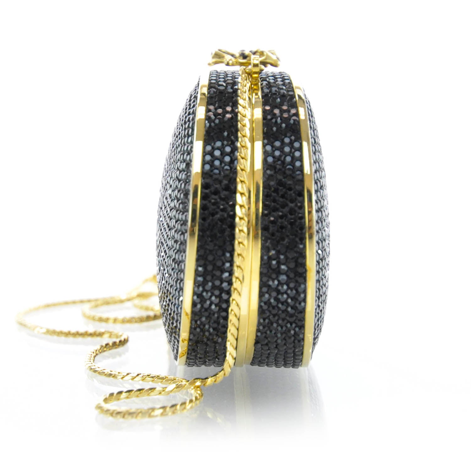 Judith Leiber Black Austrian Crystal Minaudiere Clutch 3 of 7