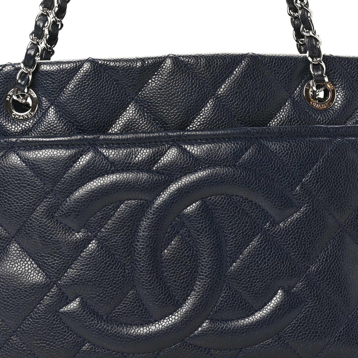 Chanel Caviar Quilted Timeless CC Soft Tote Navy Blue 8 of 10