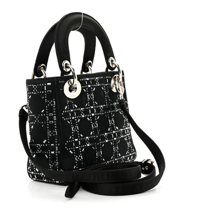 Christian Dior CHRISTIAN DIOR Satin Crystal Cannage Mini Lady Dior Black 3 of 9