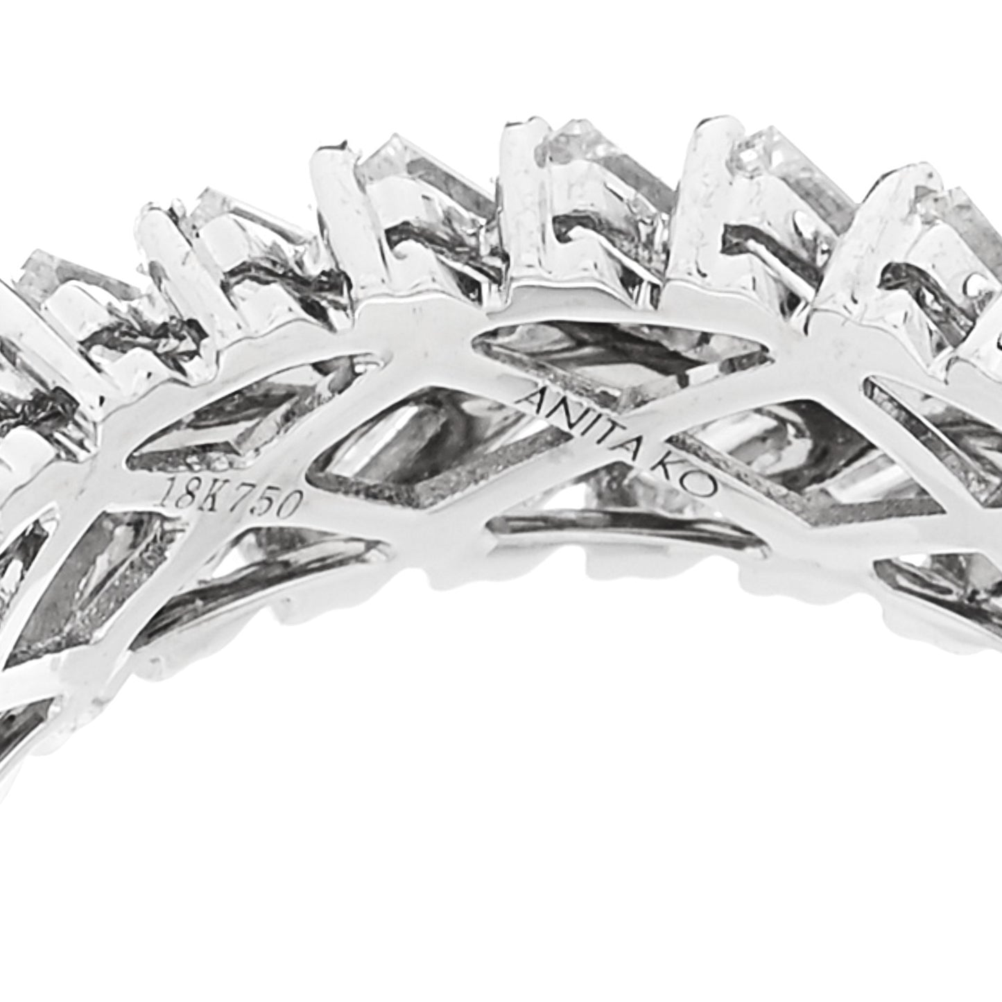 18K White Gold Diamond Zipper Ring 55 7.25