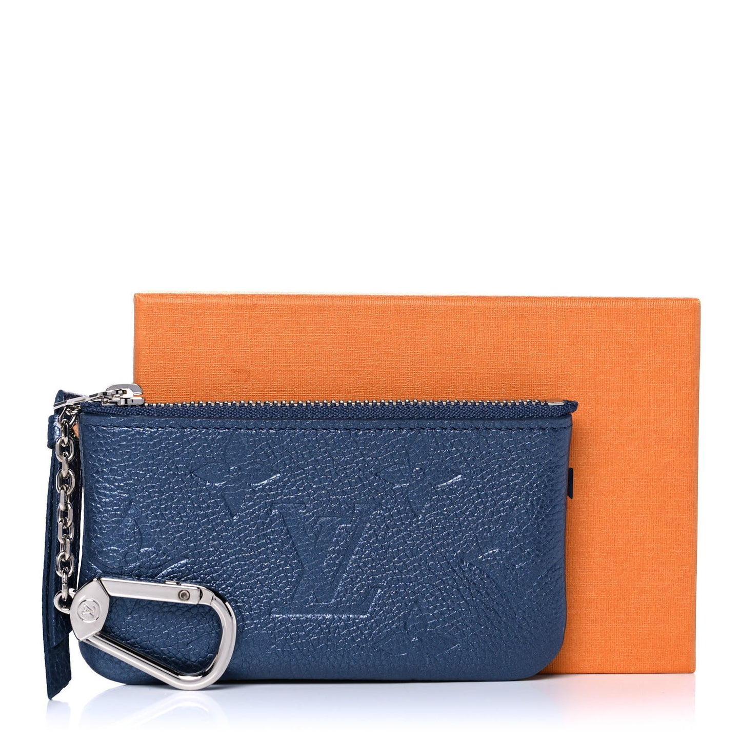 Metallic Empreinte Monogram Giant Key Pouch Navy Nacre