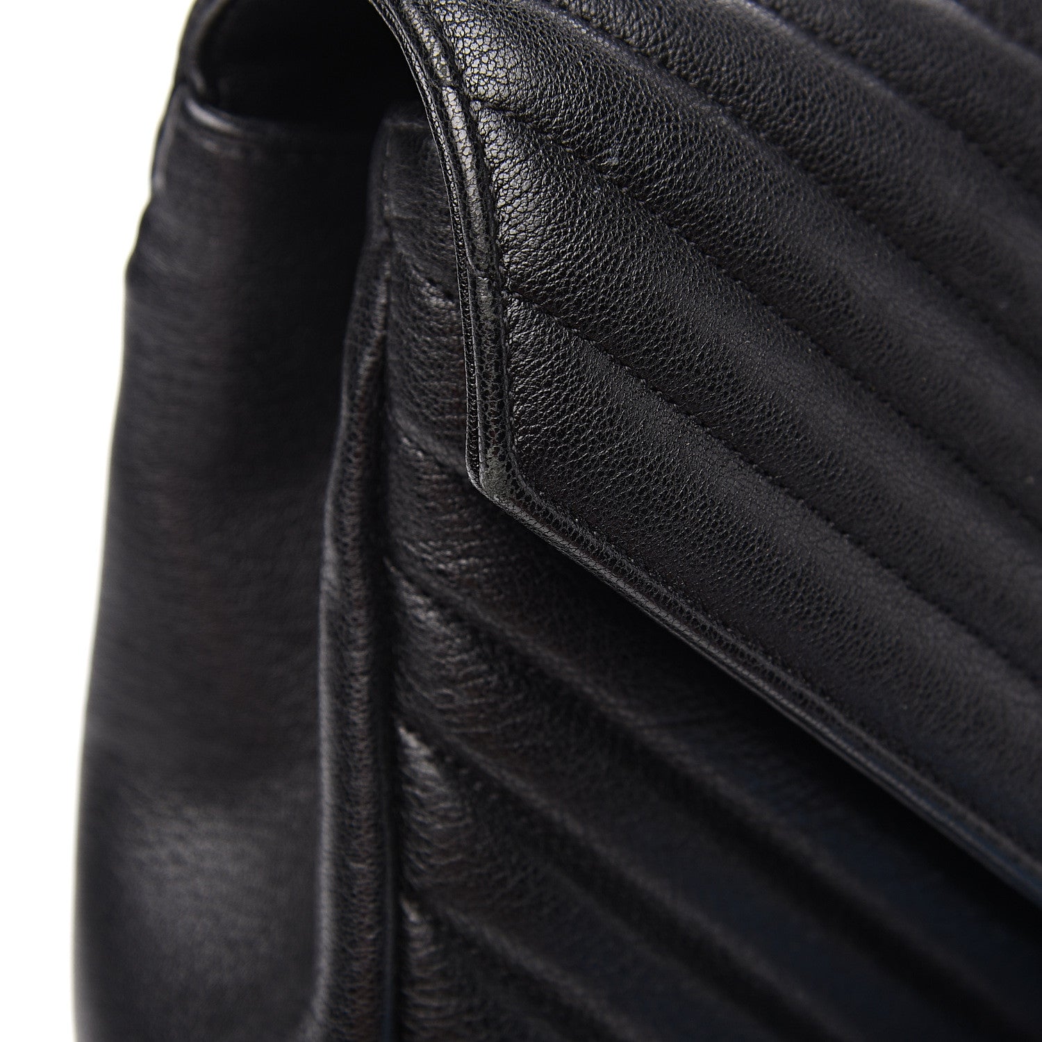 Saint Laurent Sheepskin Matelasse Chevron Monogram Large College Satchel Black 12 of 14