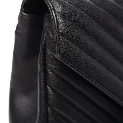 Saint Laurent Sheepskin Matelasse Chevron Monogram Large College Satchel Black 12 of 14