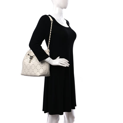 Chanel Caviar Perforated Drawstring CC Bag White 2 of 11