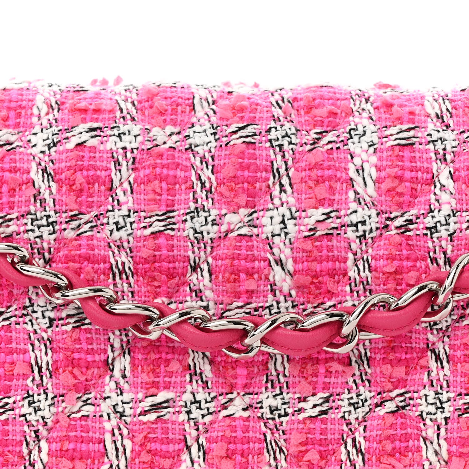 Chanel Tweed Quilted Jumbo Double Flap Hot Pink 8 of 11