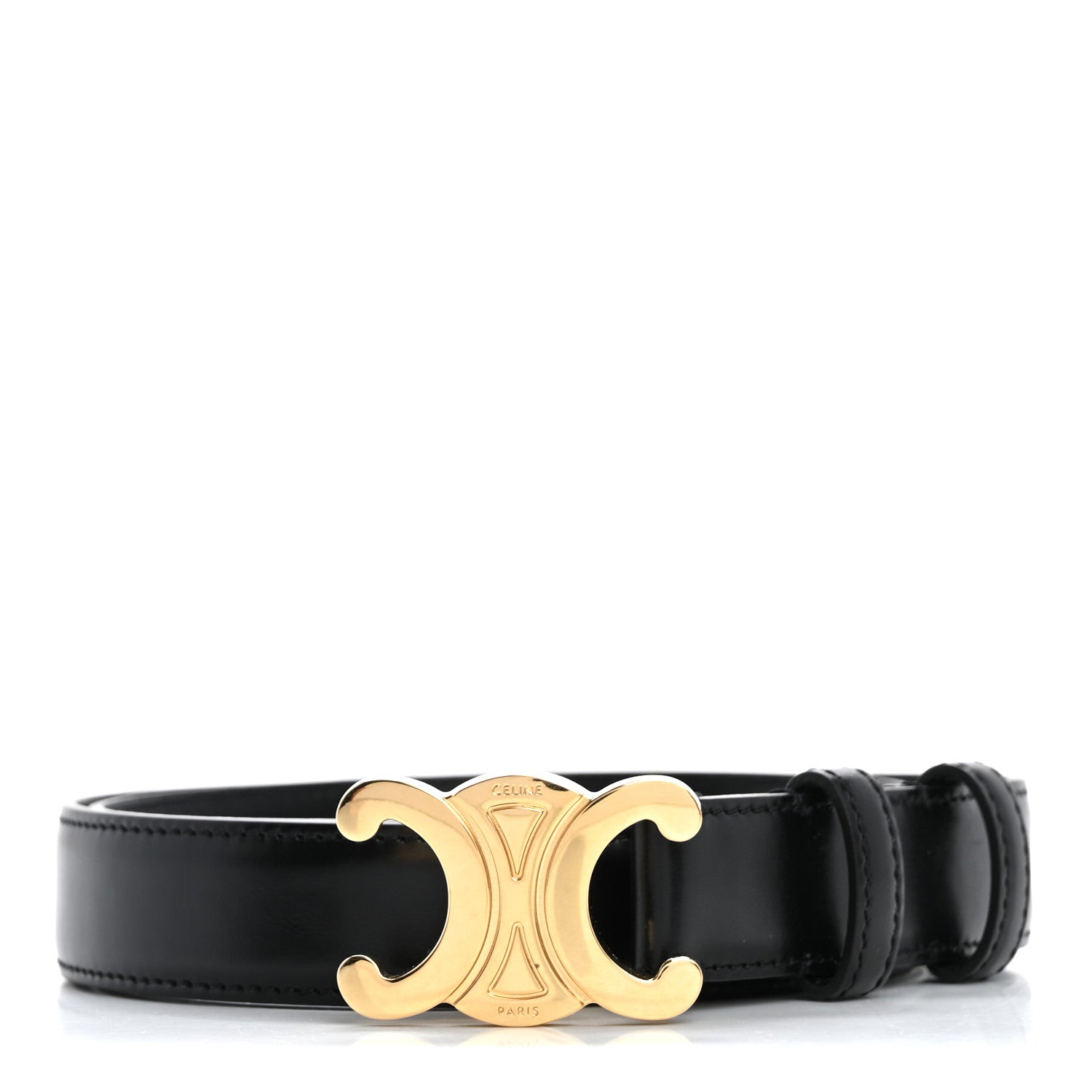 Celine Taurillon Calfskin Medium Triomphe Belt 75 30 Black 1 of 8