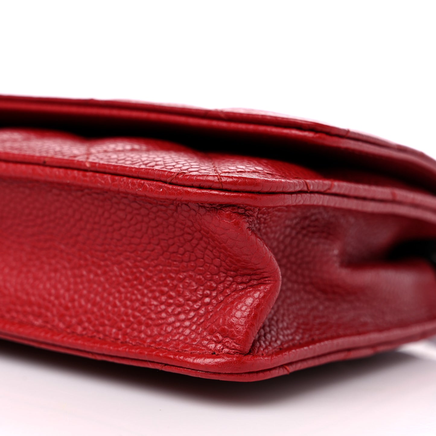 Caviar Quilted Wallet on Chain WOC Red