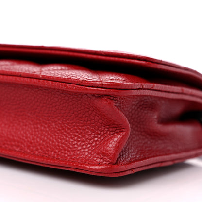 Chanel Caviar Quilted Wallet on Chain WOC Red 10 of 15