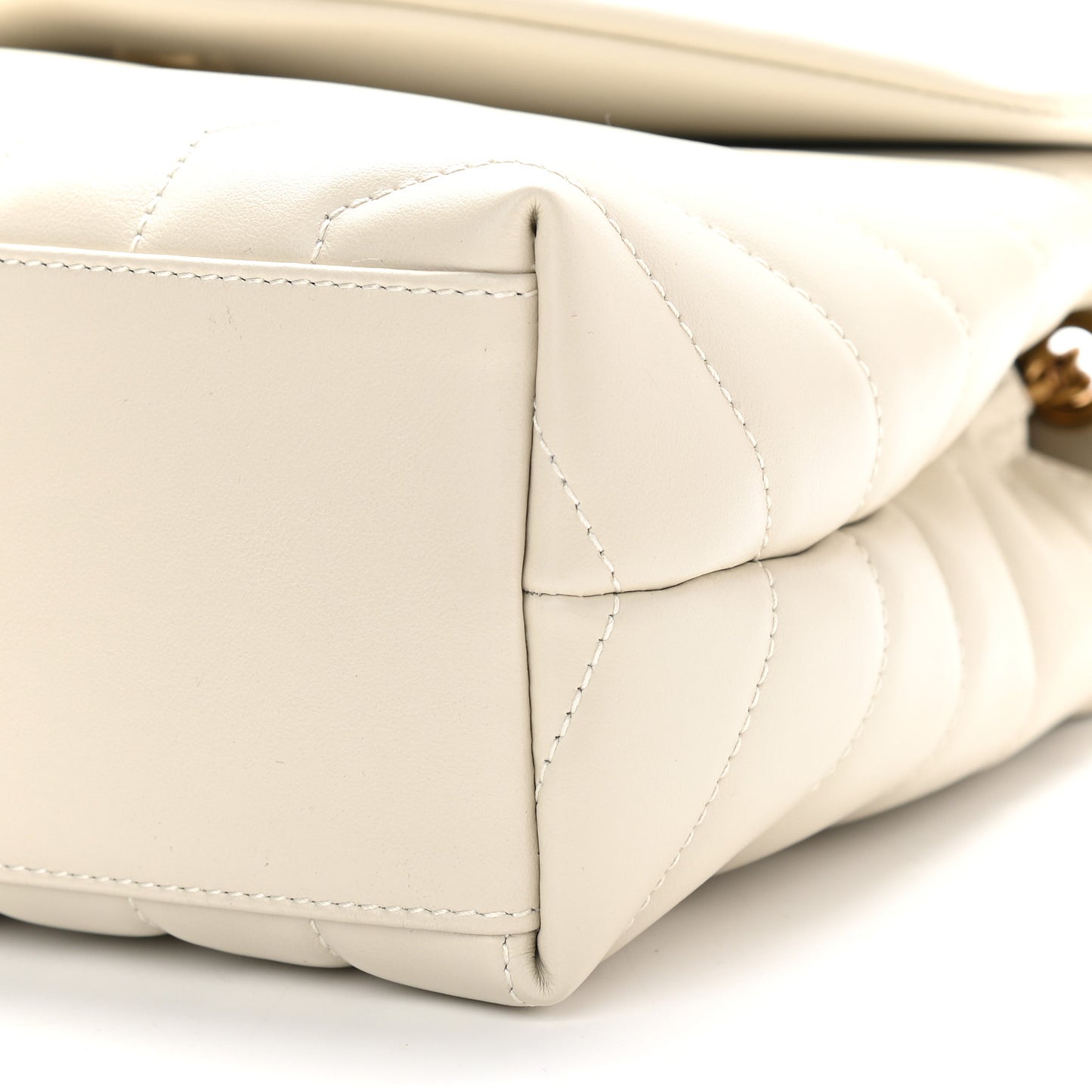 Calfskin Y Quilted Monogram Small Loulou Chain Satchel Crema Soft