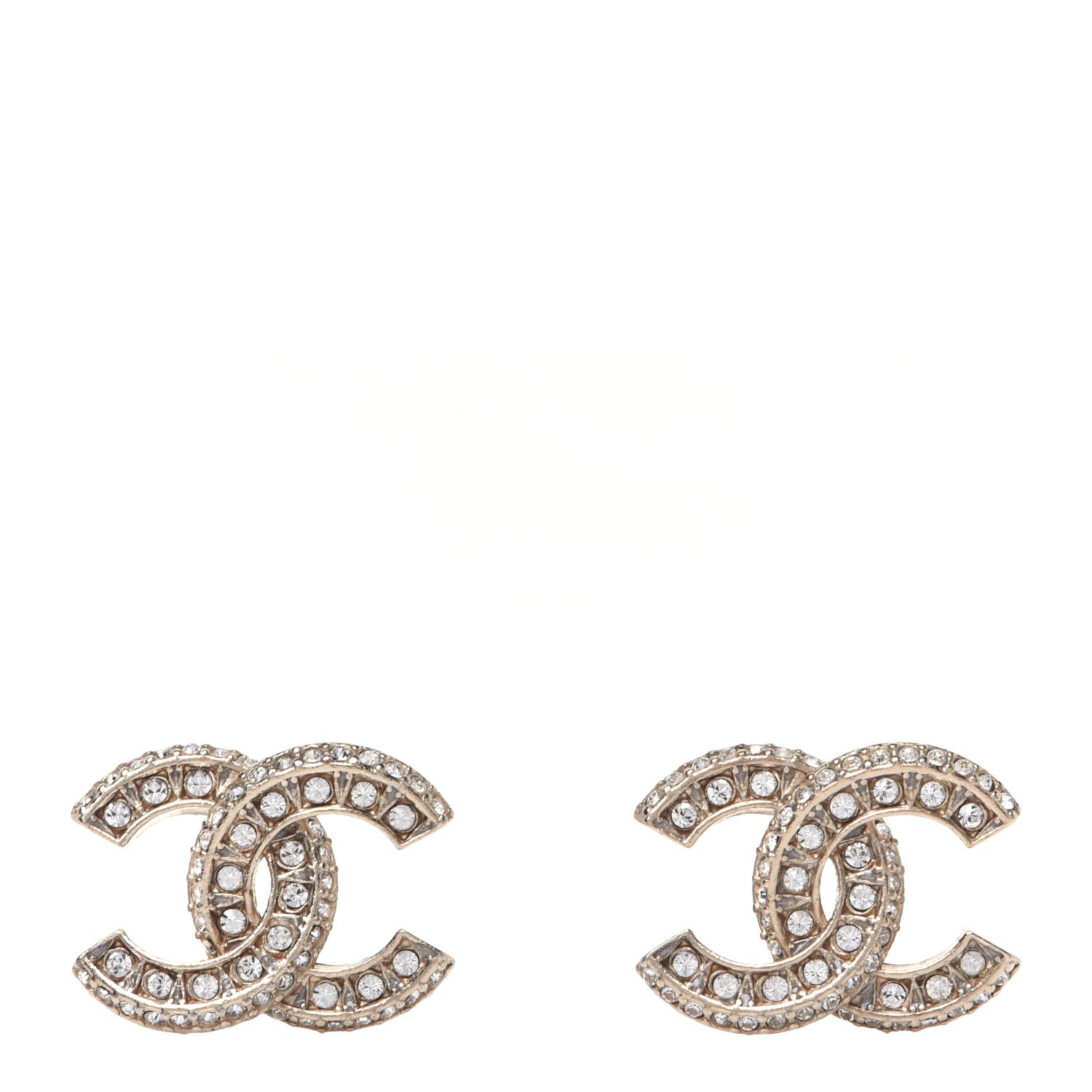 Chanel Crystal Timeless CC Earrings Light Gold 1 of 5